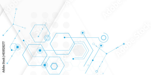 Vector white technology hexagon background. Geometric hexagon. Computer network concept.