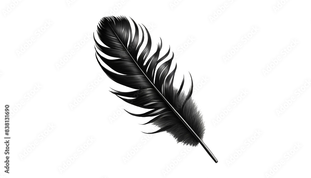 Black feather isolated on the transparent background. Black feather isolated on the transparent background.