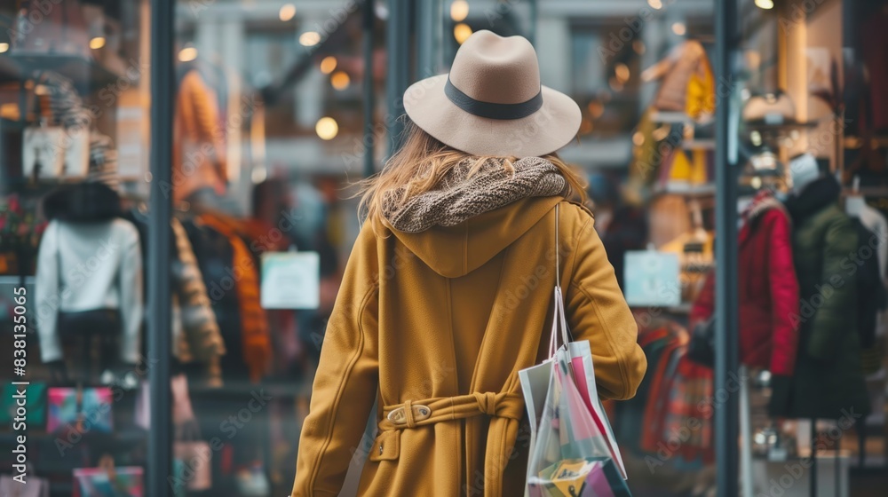 an elegant female shopper carrying her shopping bags generative ai an elegant female shopper carrying her shopping bags generative ai