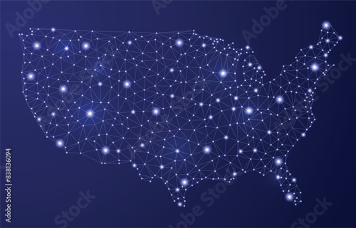 Polygonal network map of USA