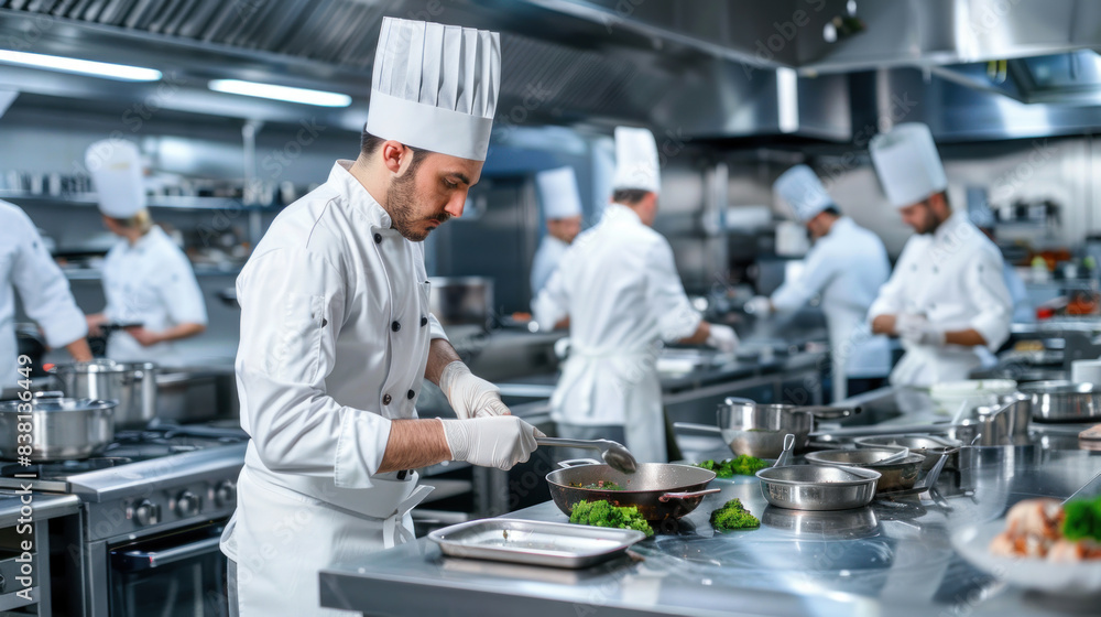 Team of cooks in restaurant kitchen Team of cooks in restaurant kitchen