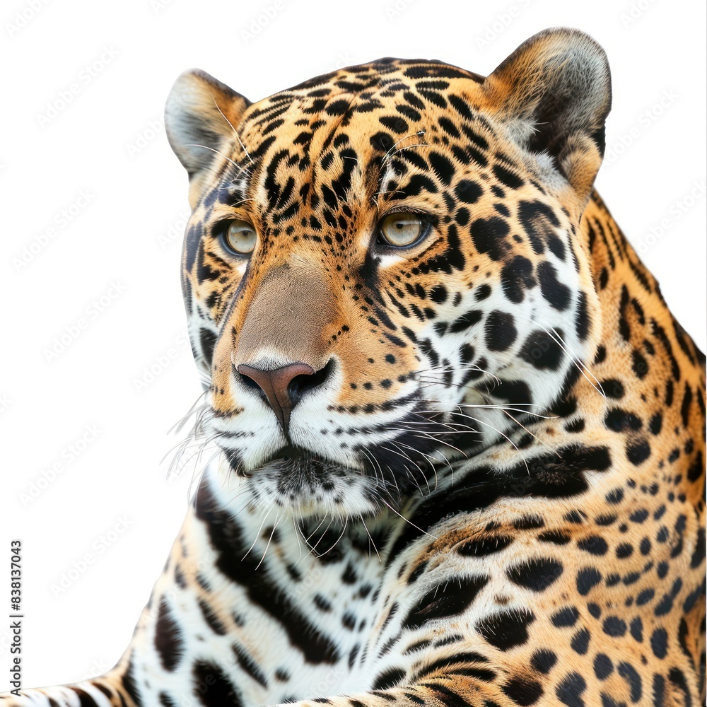 Jaguar Isolated on White Background. High-Resolution Wildlife Photography Jaguar Isolated on White Background. High-Resolution Wildlife Photography