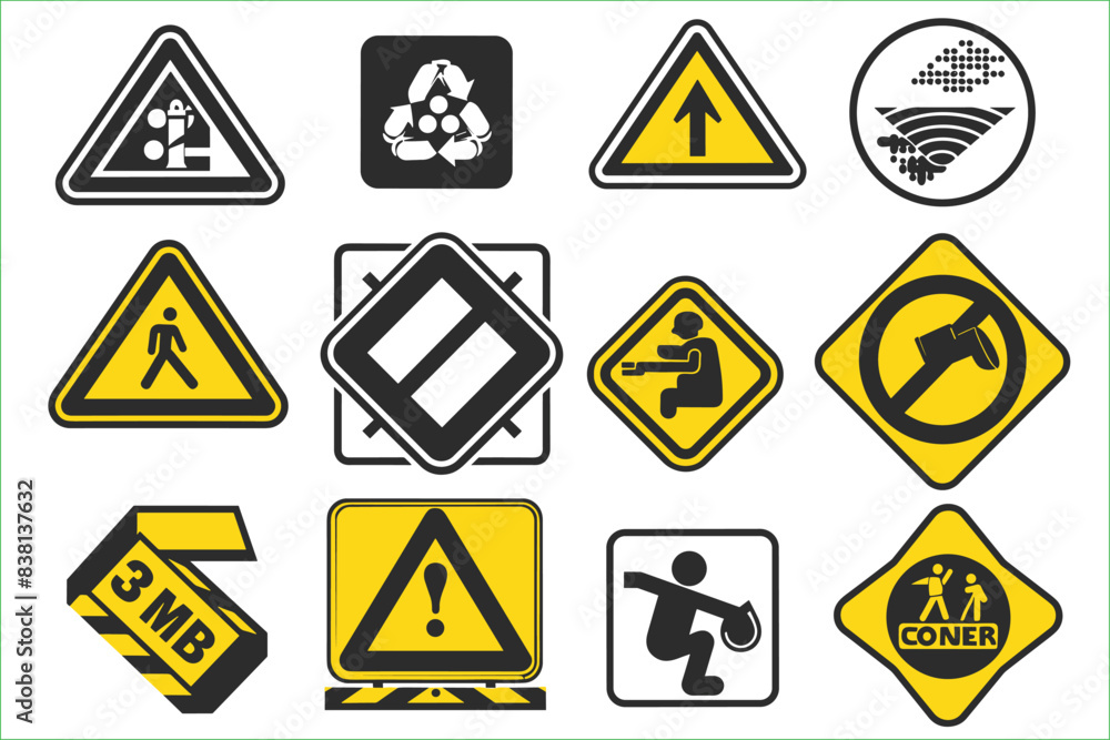 Danger symbols. Set of Warning Hazard Signs. Hazard Warning Icons. Hazard Silhouette Icons. Danger symbols. Set of Warning Hazard Signs. Hazard Warning Icons. Hazard Silhouette Icons.