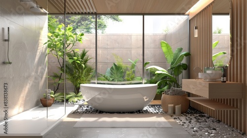 Interior design of a bathroom on a transparent background. 3D rendering
