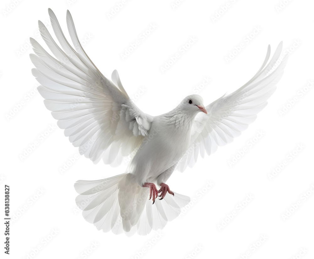 White dove in flight isolated on white White dove in flight isolated on white