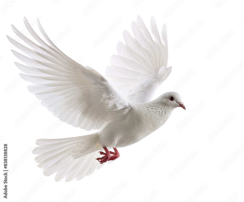 Fototapeta premium White dove in flight isolated on white