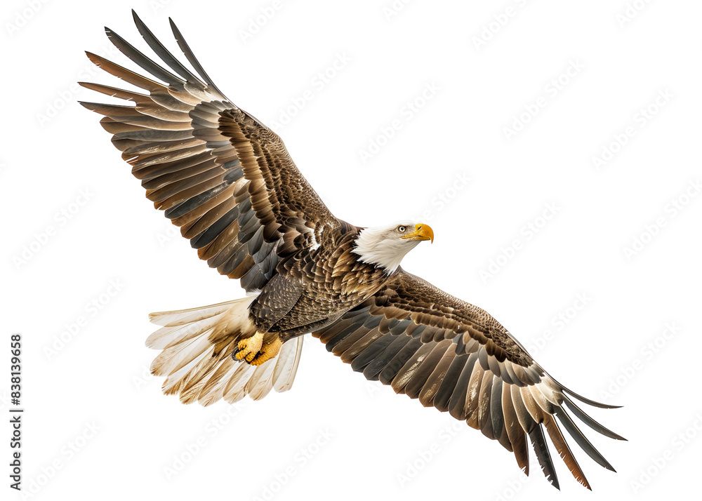 Obraz premium Bald eagle in flight isolated on white