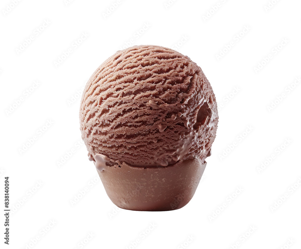 Scoop of chocolate ice cream on white Scoop of chocolate ice cream on white