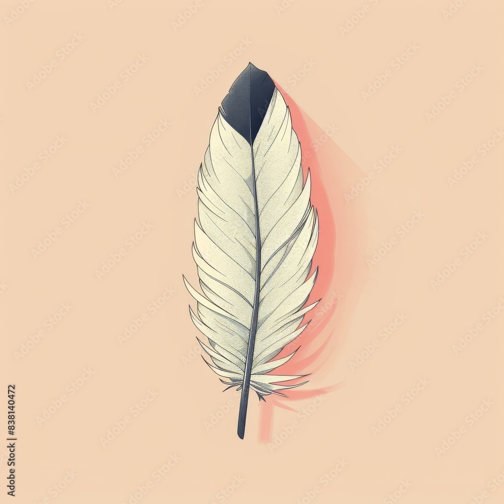A vector illustration of a single feather in boho style. A vector illustration of a single feather in boho style.