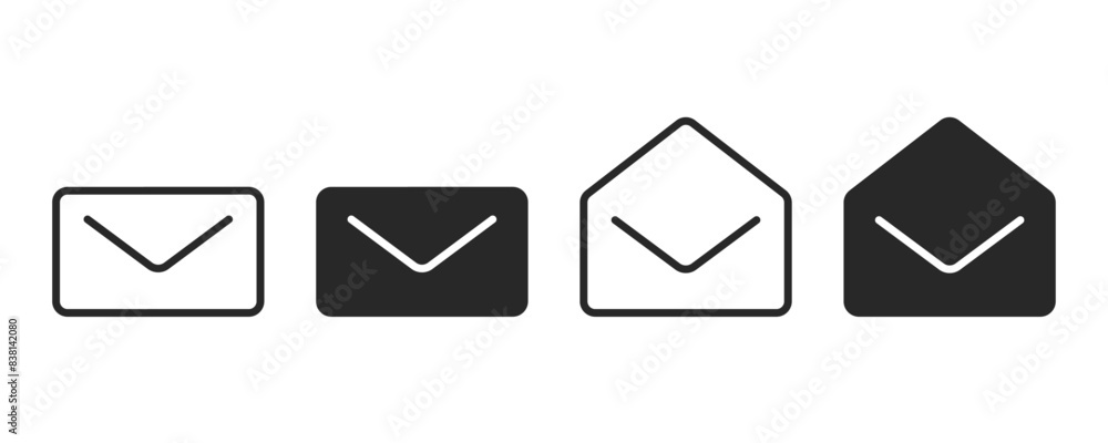 Mail icon set. Envelope icon in trendy flat design. Mail icon button. Notification icon. New message icon set Mail icon set. Envelope icon in trendy flat design. Mail icon button. Notification icon. New message icon set