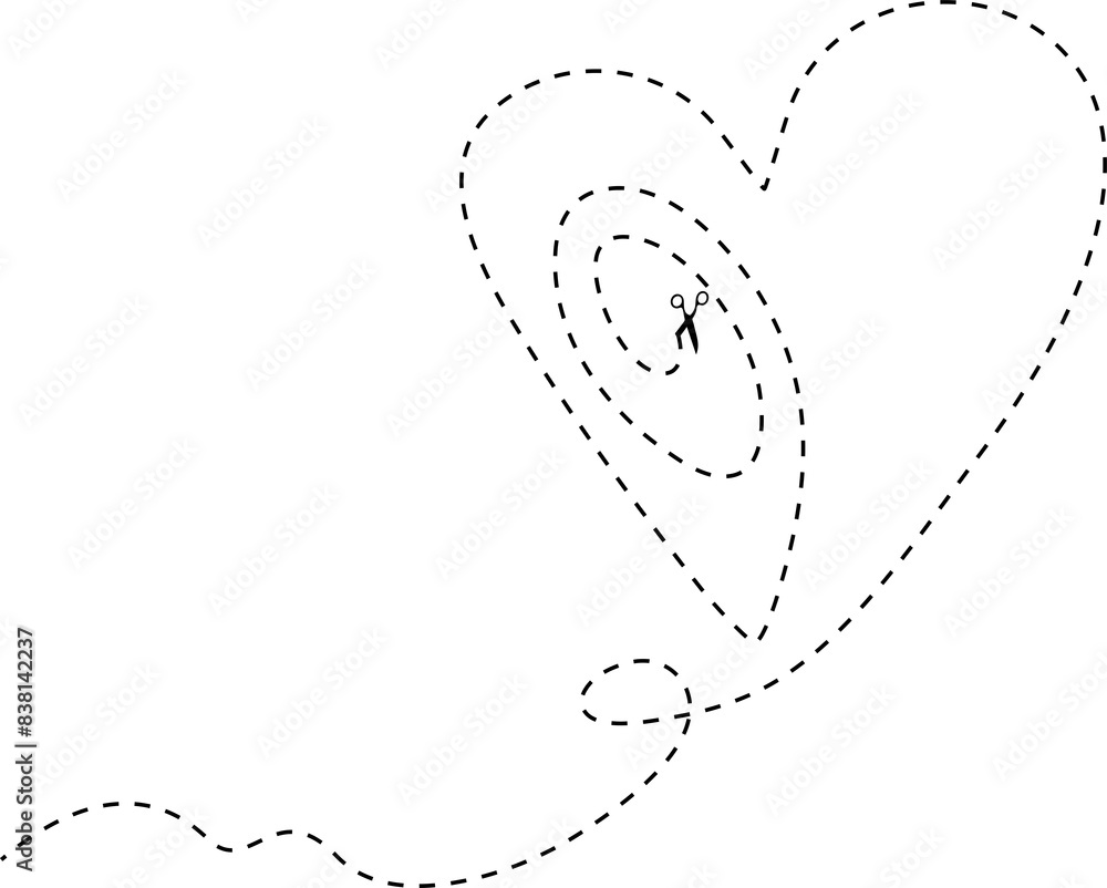 Heart dotted line with scissors Heart dotted line with scissors