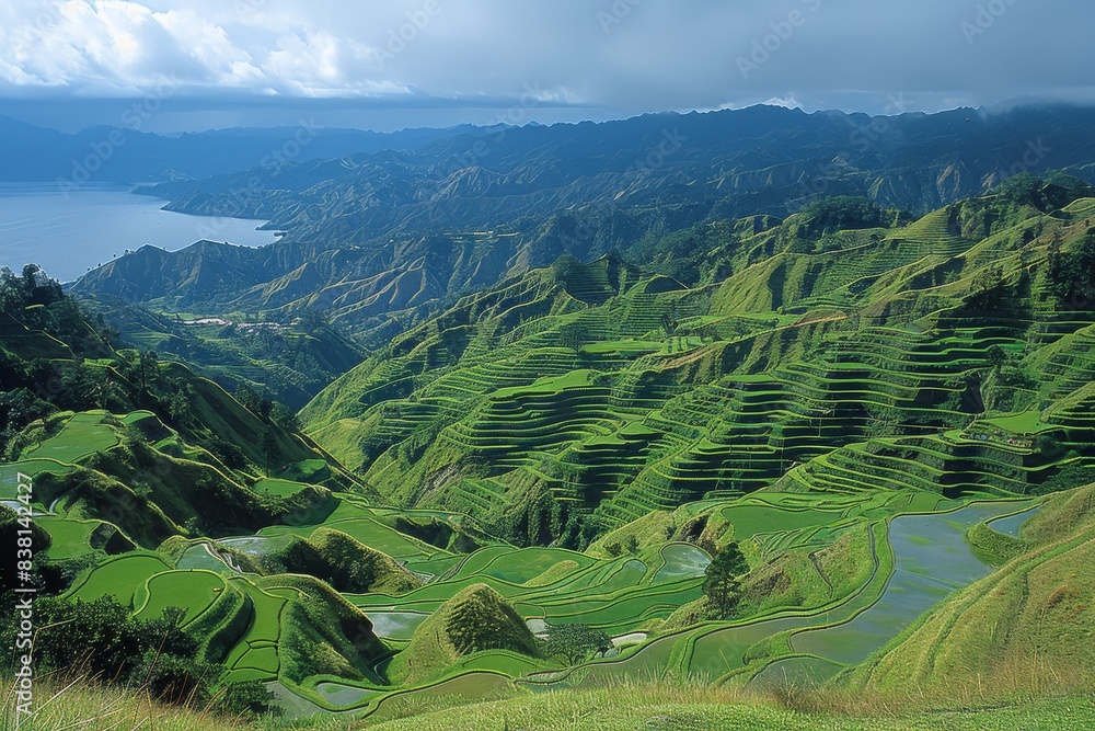 Fototapeta premium Lush Green Rice Terraces in the Mountains of the Philippines