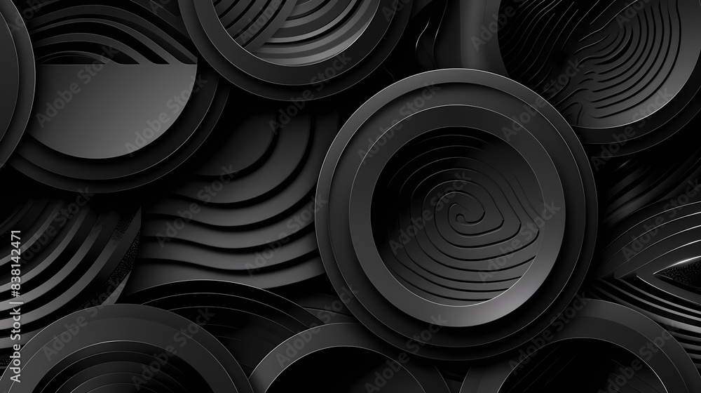 Black circle shapes with silver stripes vector image Black circle shapes with silver stripes vector image