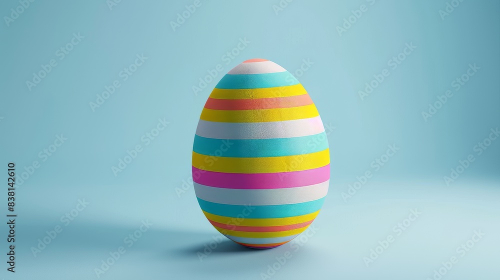 3D rendering of creative easter egg on blue background. Minimal concept. 3D rendering of creative easter egg on blue background. Minimal concept.