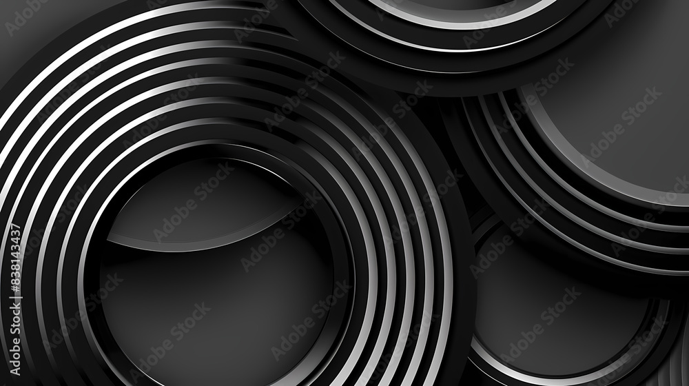 Black circle shapes with silver stripes vector image Black circle shapes with silver stripes vector image
