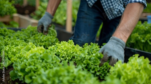 The Farmer Harvesting Lettuce