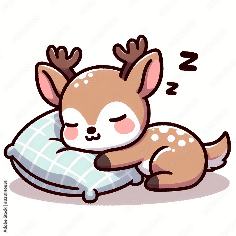 cute deer sleeping on pillow cartoon vector icon illustration cute deer sleeping on pillow cartoon vector icon illustration