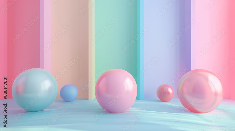 3D rendering of a creative pastel color background design. 3D rendering of a creative pastel color background design.