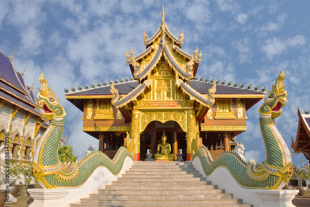 Fototapeta premium wood chapel in wat ban den chiangmai Thailand