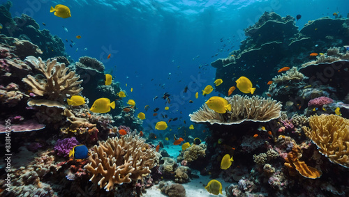 Underwater kingdom  vibrant coral reefs and diverse marine life.