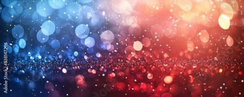 Abstract colorful bokeh background with blue and red lights.