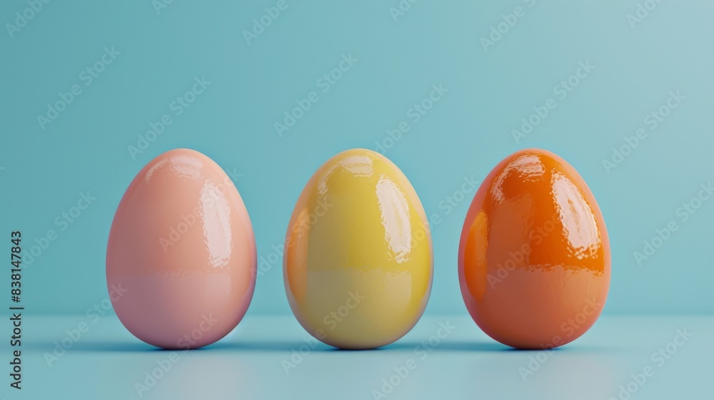 A creative easter egg on a blue background. 3D rendering. A creative easter egg on a blue background. 3D rendering.