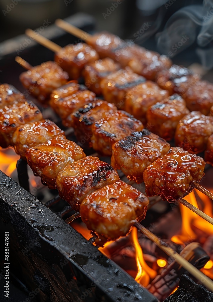 Mitarashi Dango - Skewered rice dumplings glazed with a sweet soy sauce. Mitarashi Dango - Skewered rice dumplings glazed with a sweet soy sauce.