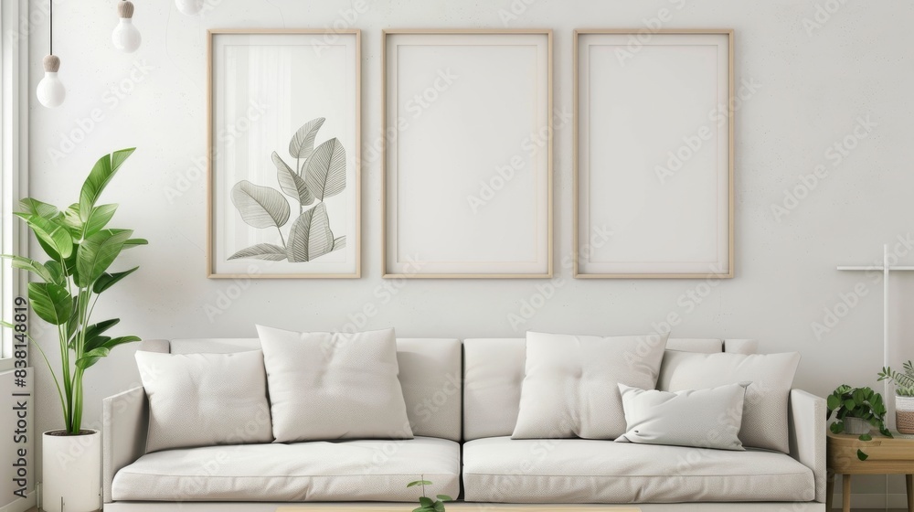 Decorate your home with an empty picture frame and a clean, beige color scheme