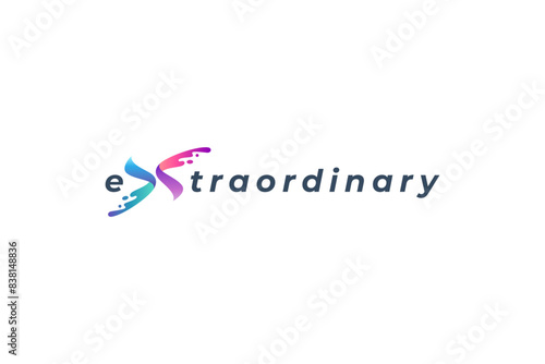 extraordinary typography logo with bold and colorful letter X