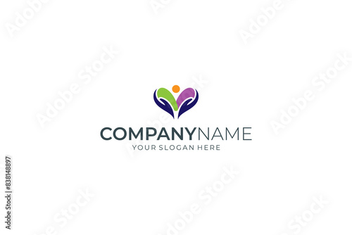 People love and care logo vector ready for healthy life, education, childcare, charity and others