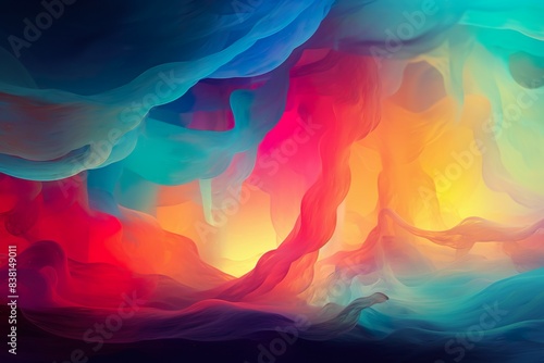 Spectral Horizons: A Vibrant Abstract Landscape of Flowing Colors and Ethereal Light 