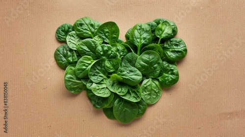 The heart-shaped spinach leaves photo