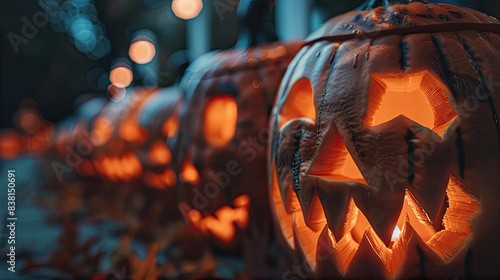 halloween jack o lantern carved pumpkin  photo