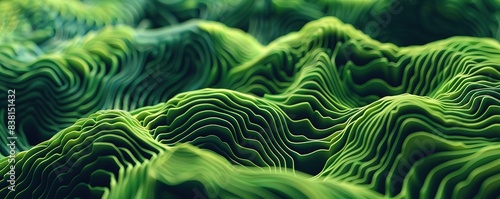 Abstract green lines mimicking undulating terrain