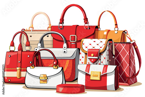 A collection of various women's handbags in different styles and colors. The theme showcases a variety of designs that can appeal to different fashion tastes 