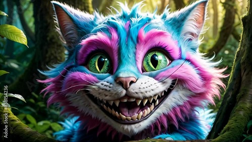 Cheshire cat on tree smiling photo