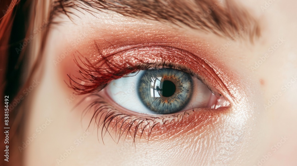 Obraz premium eye of a woman with makeup with eye shadow generative ai