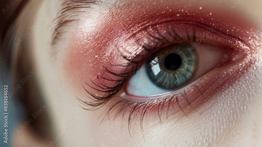 Fototapeta premium eye of a woman with makeup with eye shadow generative ai