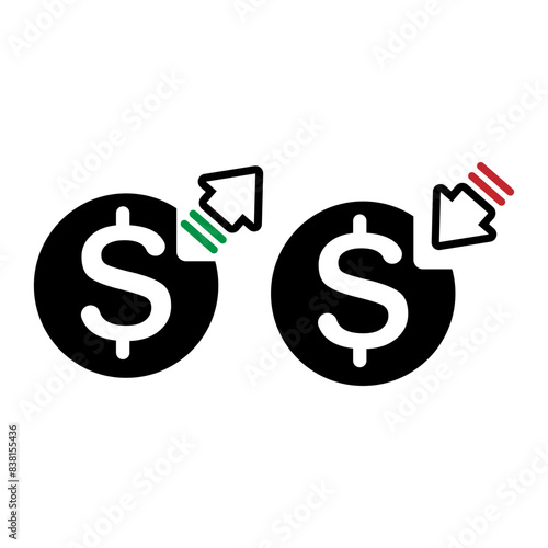 money up and down symbol in flat style isolated on white background