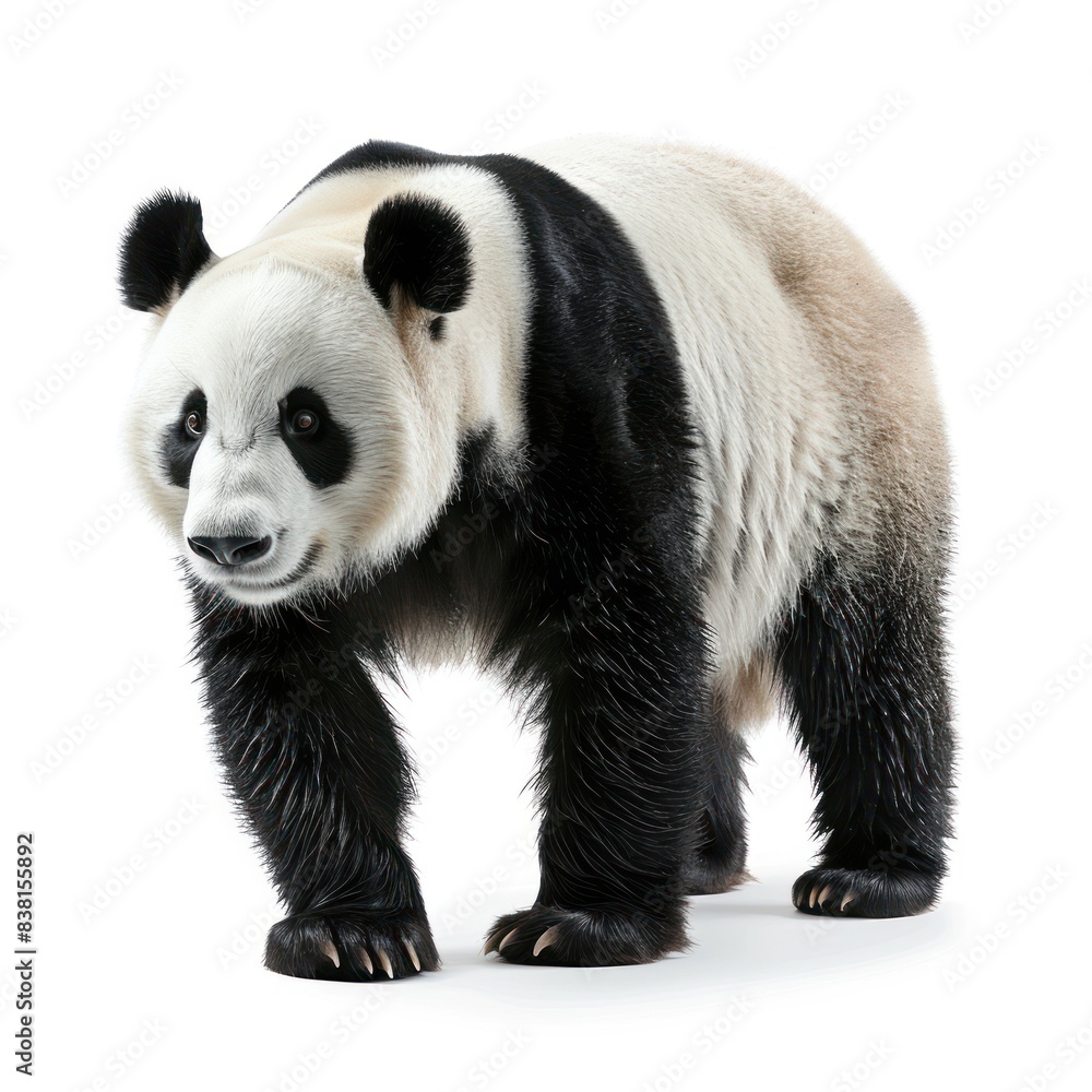Obraz premium Panda isolated on white background. High-resolution image of adorable giant panda.