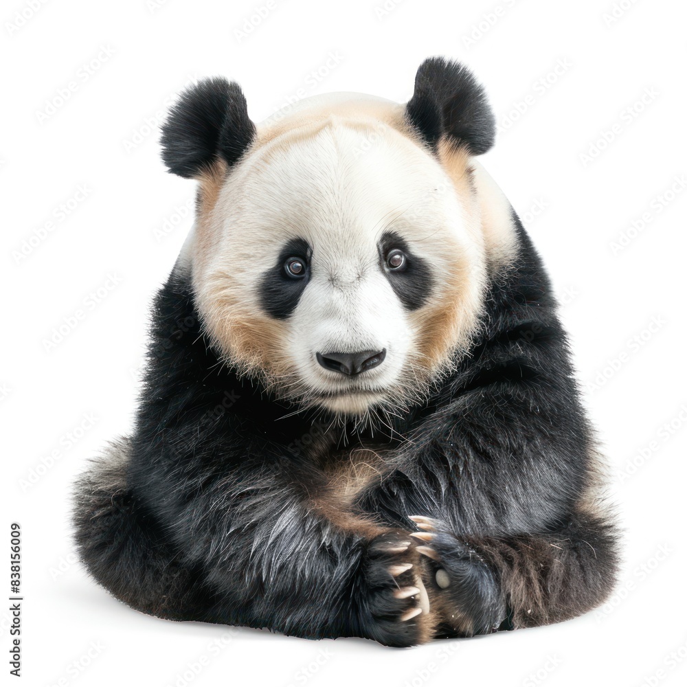 High-resolution Panda isolated on white background. Adorable giant panda in close-up. High-resolution Panda isolated on white background. Adorable giant panda in close-up.