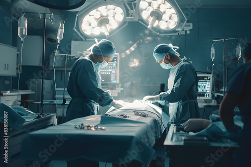 Doctor performing surgeon in medical room. photo