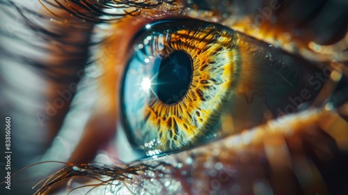 macro closeup of focused eyeball iris pupil generative ai