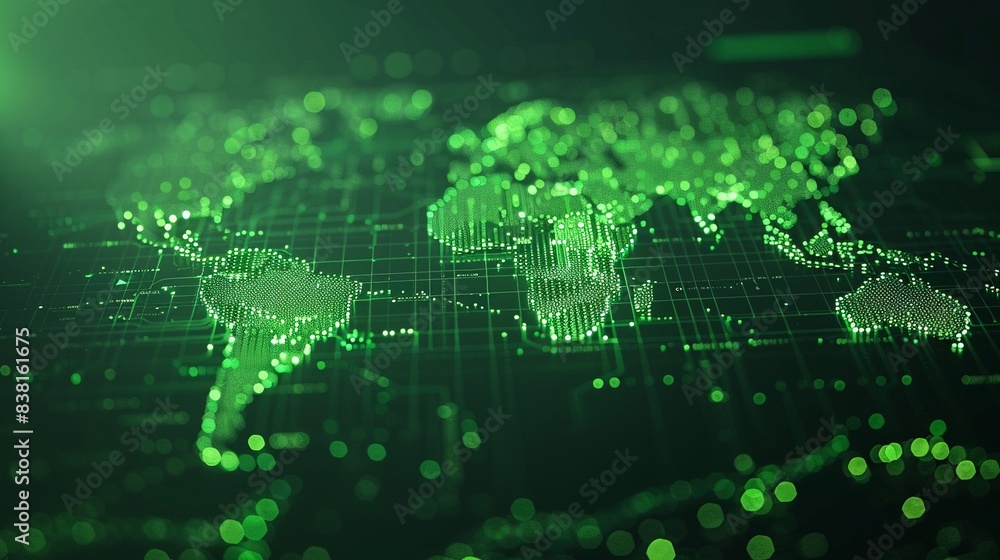 Abstract world map made of hexagonal green dots, modern design, minimalistic, light background, ample copy space 8K , high-resolution, ultra HD,up32K HD Abstract world map made of hexagonal green dots, modern design, minimalistic, light background, ample copy space 8K , high-resolution, ultra HD,up32K HD
