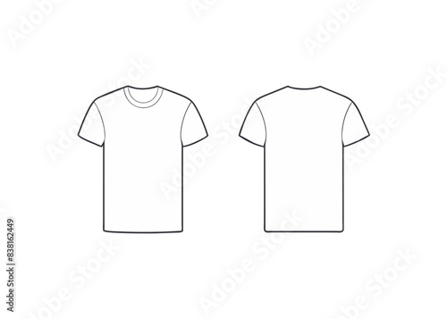 Blank T Shirt color white template front and back view