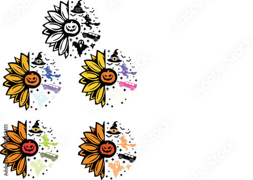 Wallpaper Mural Vector of cartoonish sunflowers in Halloween theme Torontodigital.ca