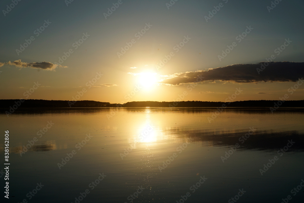 Fototapeta premium Scenic sunset over lake - Masuria, Poland