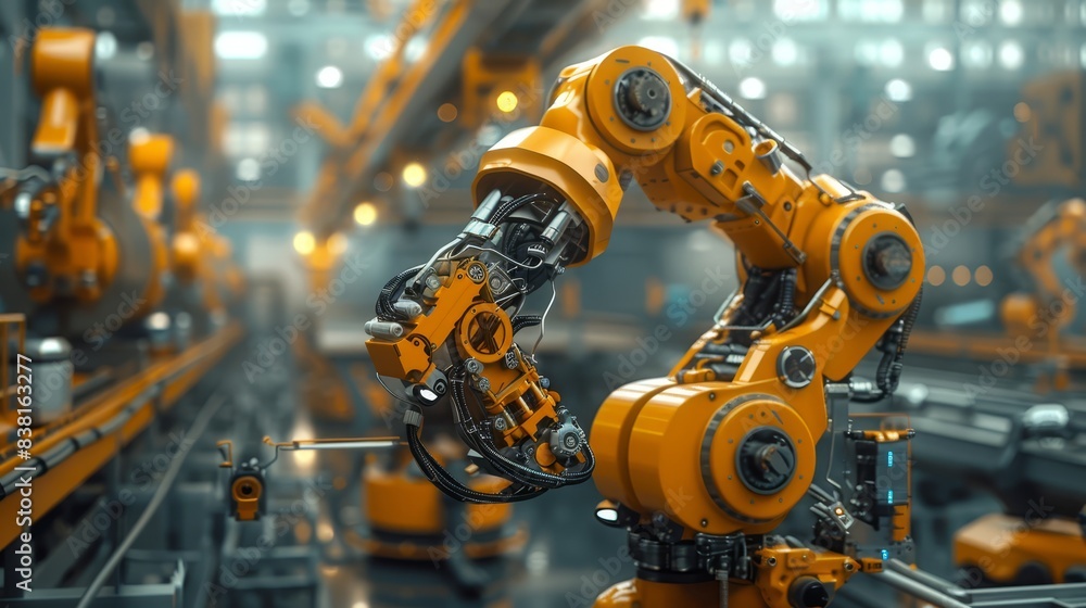 Robotic arms handling steel rolls in an automated factory capturing innovation and technology focus on automation theme futuristic blend mode hightech plant backdrop Robotic arms handling steel rolls in an automated factory capturing innovation and technology focus on automation theme futuristic blend mode hightech plant backdrop