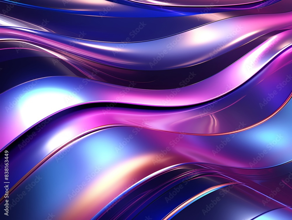 Abstract digital art with vibrant blue and pink iridescent waves. Abstract digital art with vibrant blue and pink iridescent waves.