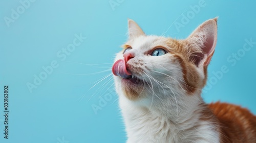 The cat licking its nose. © PiBu Stock